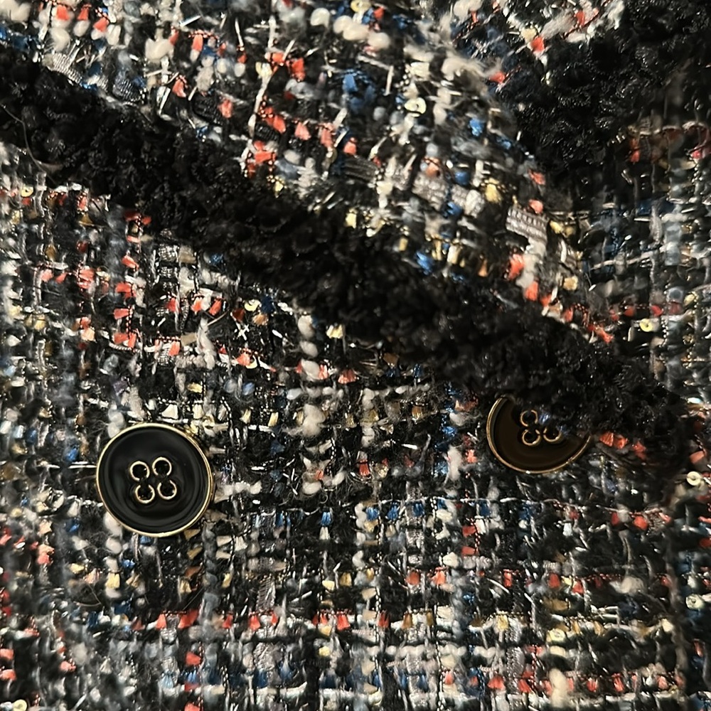 NY & Co METALLIC Heavy Tweed Double-Breasted Jacket - Multicolor Textured - Picture 4 of 10